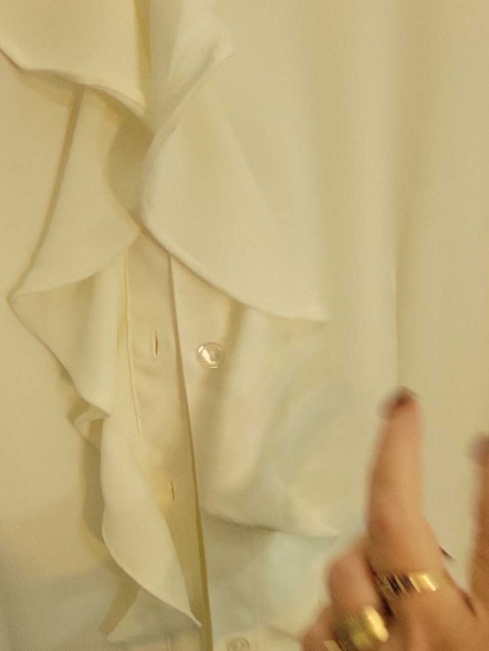 Chico's Cream Ruffle-Front Button Down Blouse - Picture 6 of 6